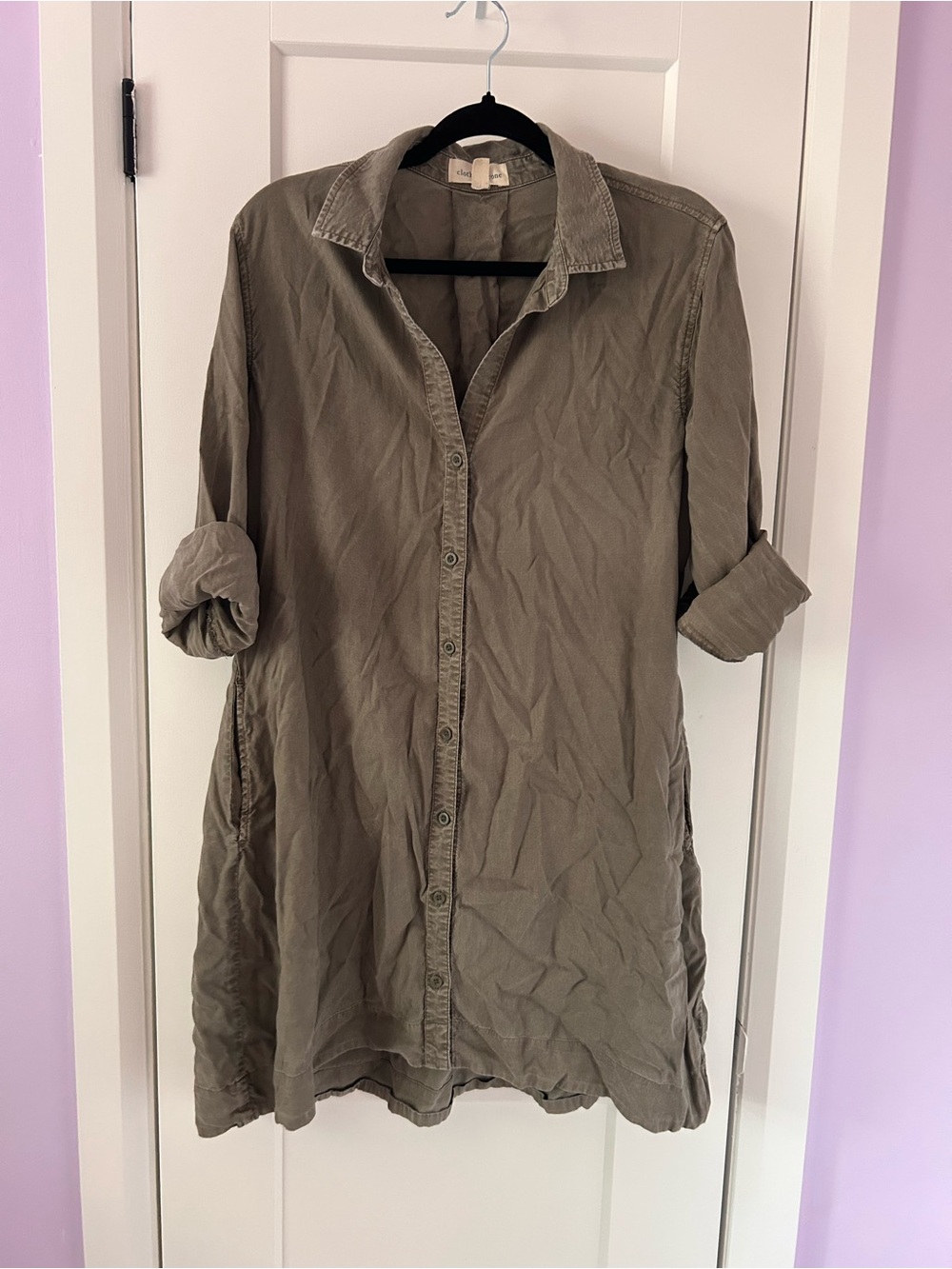 Anthropologie Washed Olive Button-Up Shirt